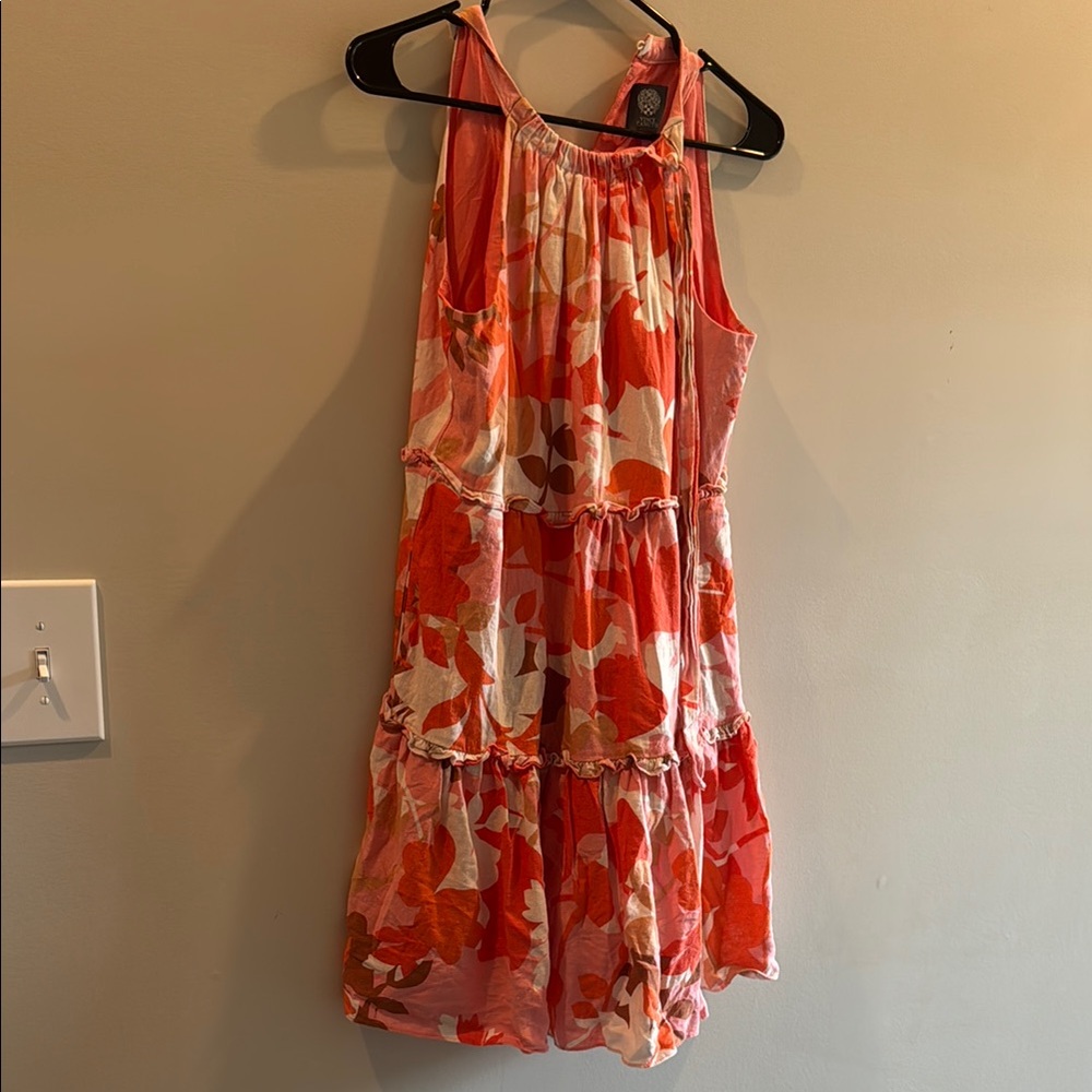 Floral Sleeveless Dress in Red and White